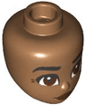 Mini Doll, Head Friends with Black Eyebrows, Reddish Brown Lips and Eyes with Wrinkles, and Closed Mouth Smile Pattern