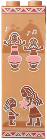 Brick 1 x 2 x 5 with Wall Decoration with Polynesian Tribal Stripes, Moana and Simea playing Djembe, Music Notes and Star Pattern
