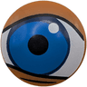 Plate, Round 2 x 2 with Rounded Bottom (Boat Stud) with Blue and Dark Blue Eye, White Glint, Black Pupil and Eyelid Outline Pattern Model Left Side