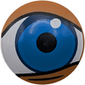 Plate, Round 2 x 2 with Rounded Bottom (Boat Stud) with Blue and Dark Blue Eye, White Glint, Black Pupil and Eyelid Outline Pattern Model Right Side