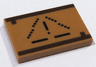 Tile 2 x 3 with Dark Brown Squares and Lines Pattern (Minecraft Warning Sign)