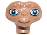 Minifigure, Head, Modified Alien E. T. with Wide Medium Blue Eyes and Dark Brown Smile Pattern