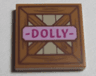 Tile 2 x 2 with Wooden Fence and Bright Pink Name Tag with Magenta 'DOLLY' Pattern