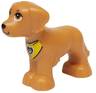 Dog, Friends Style, Shaggy Fur, Ears, and Tail with Black Nose, Mouth, Eyelids and Eyebrows, Yellow Bandana with Heart and White Paw Print Pattern (Rocky)