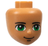 Mini Doll, Head Friends with Black Thin Eyebrows, Green Eyes, Chin Dimple, and Grin Pattern