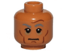 Minifigure, Head Dark Bluish Gray Eyebrows, Dark Tan Bags under Eyes, Reddish Brown Cheek Lines, Forehead Crease, and Chin Dimple Pattern