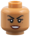 Minifigure, Head Female Black Eyebrows, Eyelashes, Beauty Mark Under Left Eye, Dark Red Lips Pattern