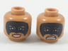 Minifigure, Head Dual Sided Female, Black Eye Mask, Red Lips, Smile / Scowl Pattern