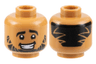 Minifigure, Head Black Eyebrows, Full Beard, Hair on Back, Zigzag Styling Pattern
