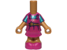 Micro Doll, Body with Molded Magenta Short Layered Dress and Shoes and Printed Dark Turquoise Shirt, Gold Sparkles and Sash with Star Pattern