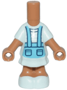 Micro Doll, Body with Molded Light Aqua Short Layered Dress and Shoes and Printed Medium Azure Pinafore with Pockets Pattern