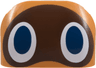 Brick, Round Corner 4 x 6 Double without Studs with Dark Blue and White Eyes on Dark Brown Background Pattern