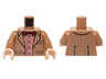 Torso Tweed Suit Jacket over Red Stripe Button Down Shirt and Dark Red Bow Tie Pattern / Medium Nougat Arms / Light Nougat Hands