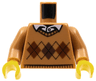 Torso Knit Argyle Sweater with Dark Brown and Reddish Brown Diamonds and Black Stitching over White Shirt with Collar and Button Pattern / Medium Nougat Arms / Yellow Hands