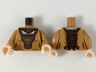 Torso Female, Dress with Dark Brown Cape and Front Panel, Copper Badger Brooch and Design Pattern / Medium Nougat Arms / Light Nougat Hands