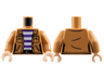 Torso Female Jacket with Pockets over White and Dark Purple Striped Shirt, Black Belt with Silver Buckle Pattern / Medium Nougat Arms / Light Nougat Hands