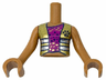 Torso Mini Doll Girl Magenta Top with Spots, Gold Vest with Silver Stripes Pattern, Medium Nougat Arms with Hands