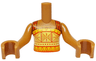 Torso Mini Doll Girl Yellow and Bright Light Yellow Halter Top with Orange Straps and Triangles Pattern, Medium Nougat Arms with Hands