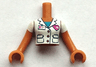 Torso Mini Doll Woman White Blouse Top with Magenta Heart, Dark Azure Shirt Pattern, Medium Nougat Arms with Hands with White Short Sleeves