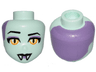 Mini Doll, Head Friends with Yellow Eyes, Black Eyebrows, Black Lips, Fangs and Dark Purple Back Pattern (Celeste)