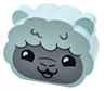 Duplo, Brick 2 x 4 x 3 Scalloped, Ears on Sides with Light Bluish Gray Face, Black Eyes, Open Mouth Smile, and Nostrils, Sheep / Lamb Head Pattern