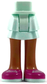 Mini Doll Hips and Skirt Layered, Medium Nougat Legs and Magenta Shoes with 2 White Laces Pattern - Thick Hinge
