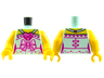 Torso Female Dress, Yellow Shoulders, Magenta Hearts, Bright Pink Bow, Speckles Pattern / Yellow Arms / Yellow Hands
