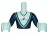 Torso Mini Doll Man Dark Blue Top Deeply Cut and Crystal Necklace Pattern, Light Aqua Arms with Hands with Dark Blue Sleeves