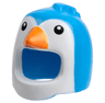 Minifigure, Headgear Head Cover, Costume Bird with Penguin White Face and Orange Beak Pattern