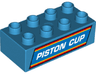 Duplo, Brick 2 x 4 with White 'PISTON CUP' Pattern