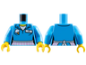 Torso Female Shirt with Ice Cream Cone, 'JO' Name Tag, White Apron with Bright Pink Stripes, Yellow Neck Pattern / Dark Azure Arms / Yellow Hands