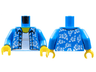 Torso Hawaiian Shirt Open with White Flowers over White Undershirt Pattern / Dark Azure Arms / Yellow Hands
