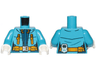 Torso Female Jacket with Bright Light Orange Belt and Zipper Pockets Pattern / Dark Azure Arms / White Hands