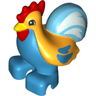 Duplo Chicken, Rooster, Two Feet with Medium Azure Tail