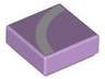 Tile 1 x 1 with White Quarter Arc with Lavender Outline Pattern