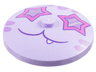 Dish 4 x 4 Inverted (Radar) with Solid Stud with Cat Face with Dark Pink Star Shaped Eyes, Medium Lavender Stripes and Dark Purple Closed Mouth with Tooth Pattern