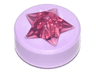 Tile, Round 1 x 1 x 2/3 with Molded Trans-Dark Pink Star Pattern
