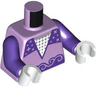 Torso Ice Skating Costume with Dark Purple Trim, Metallic Pink Filigree and Sparkles Pattern / Dark Purple Arms / White Hands