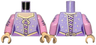 Torso Corset Top with Gold Laces, Trim, Bows, Sparkles, and Dots over Medium Lavender Dress, Light Nougat Neck Pattern / Bright Pink Arms with Lavender Straps with Metallic Pink Filigree Pattern / Light Nougat Hands
