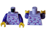 Torso Pajama Sweater with White, Dark Purple, and Dark Pink Unicorn Heads Pattern / Dark Purple Arms / Yellow Hands