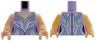Torso Female Dress Top with Light Nougat Neck, Dark Purple, Metallic Light Blue and White Collar and Curved Lines Pattern / Light Nougat Arms / Light Nougat Hands