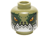 Minifigure, Head Alien Chima Crocodile with Dark Green Rimmed Eyes and Metallic Silver Plates with Rivets Lower Jaw Pattern