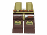 Hips and Dark Brown Legs with Olive Green Knee Pads and Reddish Brown Bag Pattern