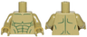 Torso Bare Chest with Dark Green Muscles Outline, Tapered Abdominals Pattern / Olive Green Arms / Olive Green Hands