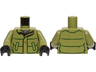 Torso Winter Jacket with Dark Green Lines, Pockets and Zipper over Dark Bluish Gray Shirt Pattern / Olive Green Arms / Black Hands