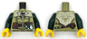 Torso Viking Tunic with Tan Collar, Reddish Brown Belts and Pouches, Silver Buttons, Deer Head on Back Pattern / Dark Green Arms / Yellow Hands