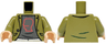 Torso Jacket Open with Pockets and Button over Dark Bluish Gray Shirt with Coral Head Outline Pattern / Olive Green Arms / Light Nougat Hands