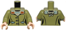 Torso Female Jacket, Sand Green, Tan, and Dark Orange Buttons, Pockets, and Collar with Bow Pattern / Olive Green Arms / Light Nougat Hands