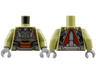 Torso Armor, Dark Silver Breastplate and Belt, Silver Trim, Reddish Brown Midriff Panels Pattern / Olive Green Arms / Flat Silver Hands