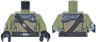 Torso SW Dark Tan and Light Bluish Gray Armor, Dark Brown Belt and Strap with Ammo, Silver Round Badge Pattern / Olive Green Arm Left / Olive Green Arm Right with Silver Gauntlet and Elbow Pad Pattern / Black Hands